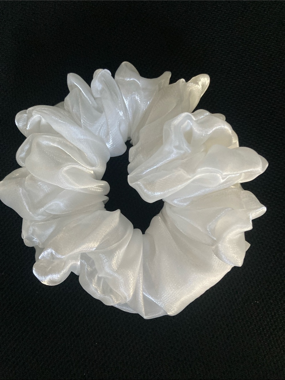 White Satin Scrunchie Hair Accessory - Classic Shine